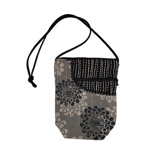 Maruca Sparrow Crossbody gray, & black Chrysanthemum tapestry Small Travel